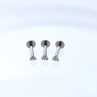 China TRENDY F136 Titanium piercing earrings CZ internal threadedpiercing earrings tragus cartilage flat back earring stud Body jewelry for sale