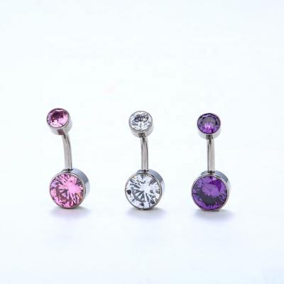 China TRENDY Xingfu ASTM F136 Titanium Internally Threaded Double Gemmed Belly Ring Piercing Jewelry for sale