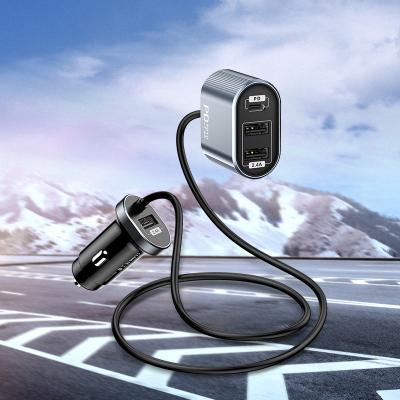 China Fireproof PC TOTU PD+2.4A car charger with usb and cable, PD car phone charger with cable for sale