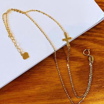 China Office / Real 18K Gold INS Jewelry Career Fashion Double Chain Cross Bracelet For Gift for sale