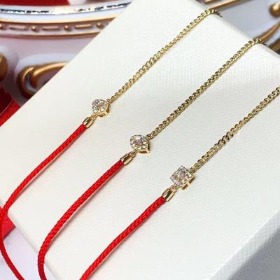 China Office / Real Water Quarry 18K Gold Half Red Diamond Rope Chain Half Drop Bracelet for sale