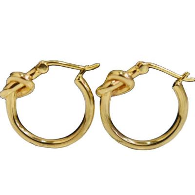 China Office / Quarry Wholesale Real Gold 18K Simple Style 19mm Link Earrings Manufacturer for sale