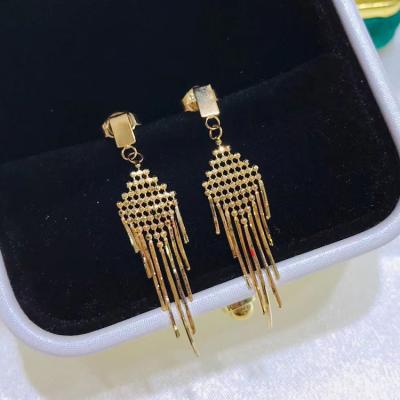 China Office / Retro Elegance 18K Gold Real Long Newcomers Gold Tassel Earrings For Party for sale