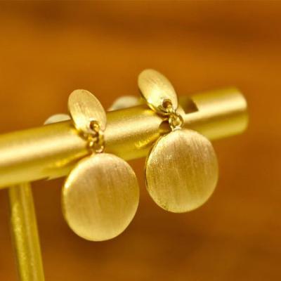 China Office / Manufacturer Wholesale Elegant 18K Gold Design Circle Earrings Retro Real Career for sale