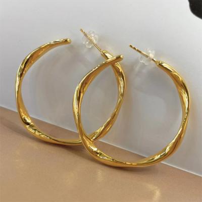 China Wholesale French Central Institute of Statistics office/quarry factory simple 18K gold geometric earrings of the real for sale