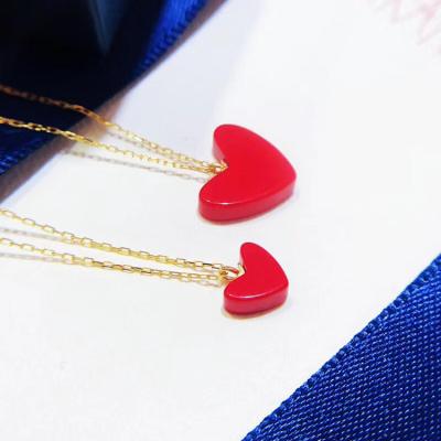 China Other Simple Style Fashion Jewelry 18K Gold Real Red Heart Chain Necklace for sale