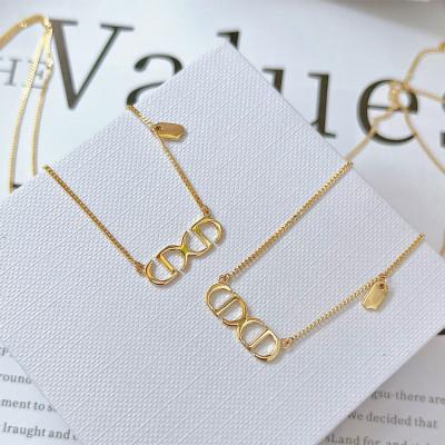 China Office/Career Best Selling Double Letterable Style Real Gold 18K Single CD Necklace for sale