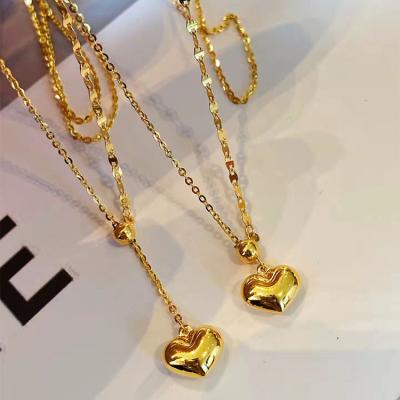 China Office / Career Fashion Selling 8mm 18K Gold Real Love Heart Shaped Stretch Necklace for sale