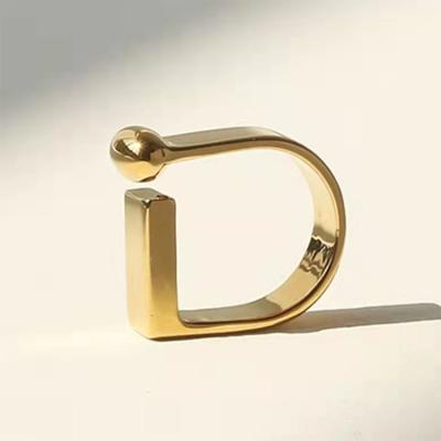 China French Fashion Retro Career Real Minimalist Design 18K Gold Type D Type Desk/Ring for sale