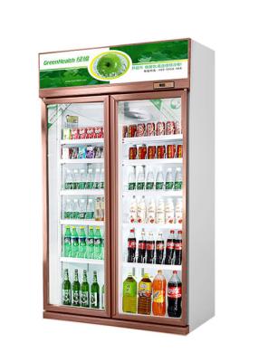 China Refrigerador del escaparate de la bebida de la puerta de Champagne Supermarket Display Fridge Glass en venta