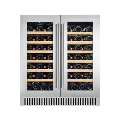 China Moda zona doble SS doble puerta de cristal refrigerador de vino tinto con 180L 68 botellas en venta