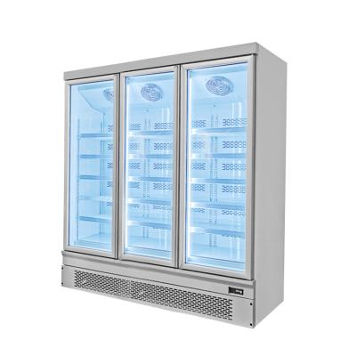 China Fan Cooling Single Temperature Glass Door Freezer With Auto Spring Back Doors for sale