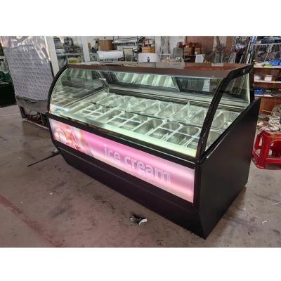 China Farbe und Größe anpassbar Gelato-Eis-Display Gefrierschrank mit 10 / 12 / 16 / 22 Pfannen zu verkaufen