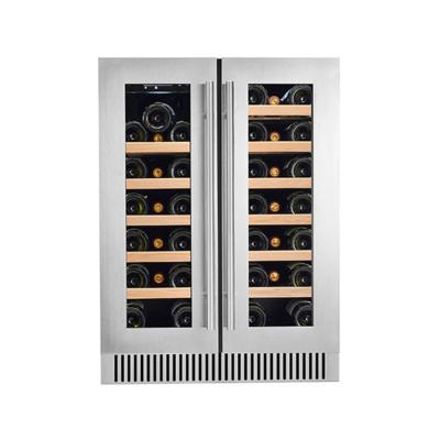 China LD-60D Black Dual Zone Wine Display Cooler With Electronic Temperature Control for sale