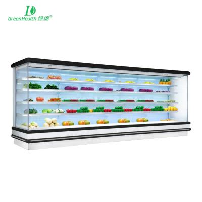 China 4 Layers Multideck Open Chiller With Temperd Glass Or Painted Steel Shelves for sale