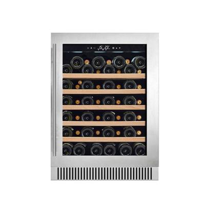 China 60-Bottle Black Freestanding Electric Wine Cooler with Glass Doors and Wood Shelves en venta