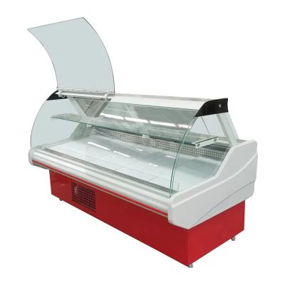 China Refrigerador de exibição de deli Carne fresca vitrine Gabinete de exibição de carne congelador com vidro curvo à venda