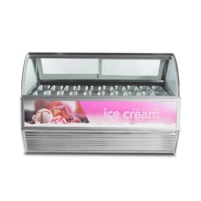 China Ice Cream Shop/Convenience Store Commercial Stainless Steel Glass Ice Cream Storage Display Freezer for sale