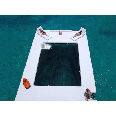 China Custom White Marine Weather Party Drop Stitch Factory Color Ocean Inflatable Pool Fishing Lounge for sale