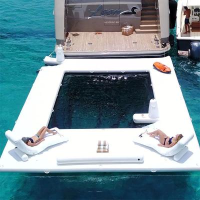 China White Custom Size Color Stitch Drop Material Sea Ocean Yacht Fishing Pool Inflatable Swimming Pool With Mesh for sale