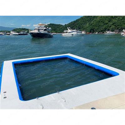 China Fishing Waters Entertainment Big Drop Point Sea Yacht Material Inflatable Swimming Pool With Net for sale