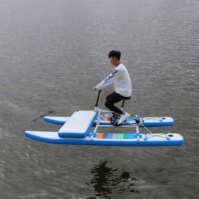 China Manufacturer Outdoor Riding Aquatic Park Water Pedal Portable Foldable Inflatable Bicycle Aqua Bike 320x130x108cm for sale