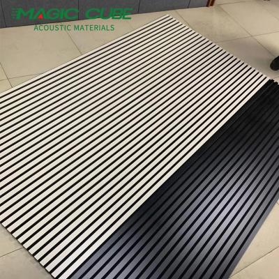 China Flame Resistant Polyester Wooden Slat Acoustic Panels For Meeting Rooms for sale