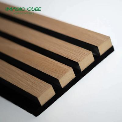 China Wood MDF Composited Acoustic Wall Aku Panel Acoustic Wooden Slat Wall Panels for sale