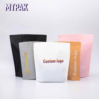 China Recyclable in stock plastic eco 250g kraft paper custom zipper foil resealable back up coffee packaging pouch for sale