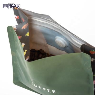 China Free Sample Recyclable Moisture Proof Zipper Custom Printed Flat Bottom Recycled Coffee Bags With Card Insert for sale