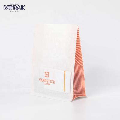 China Aseptic Top Heat Seal Kraft Paper Packaging With Business Card Slot Flat Bottom Kraft Paper Bags For Coffee for sale