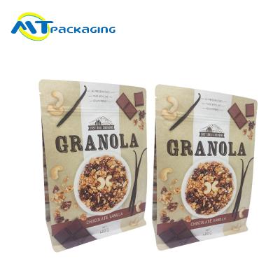 China Food/Tea/Coffee/Snacks/Nuts Paper Zip Lock Cereal Oat Granola Packaging Bag packing with clear window for sale