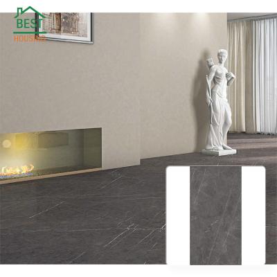 China Dark Gray Interior Marble Floor Tiles Glazed Metallic Contemporary Tiles Large Size 240x120 for sale