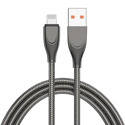 China New UsB-8pin Rugged Metal Pipe Mobile Phone USB to L Cable Fast Charging iPhone Data USB Data Cable iPad 2.4a for sale