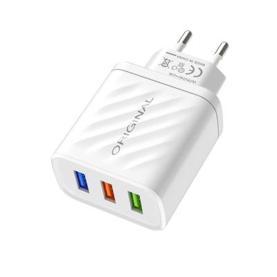 China QC3.0 OEM 3USB Quick Phone Charger Qc3.0 Wall Charger 5V2.4AUK USA EU Travel Power Adapter for sale