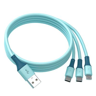 China Mobile Phone Cable In1 3A Data Cable Wholesale 3IN1 Usb Charging Cable For iPhone MI for sale