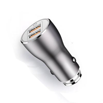 China Dual USB Port 3.6a Car Charger 12-24V Mobile Phone Charger Aluminum Alloy Mobile Phone Smart Fast Charging Adapter for sale