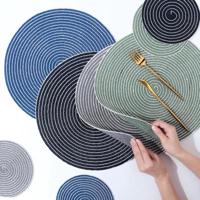 China Sustainable Household Wholesale Decorative Round Handwoven Kitchen Place Mats For Dining Table Set for sale