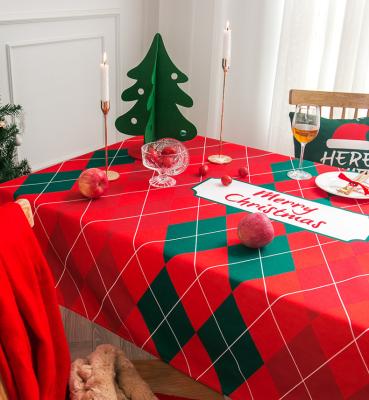 China Waterproof Custom Size Christmas Seasonal Logo Printing Table Cloth Fitted Table Cloth for sale