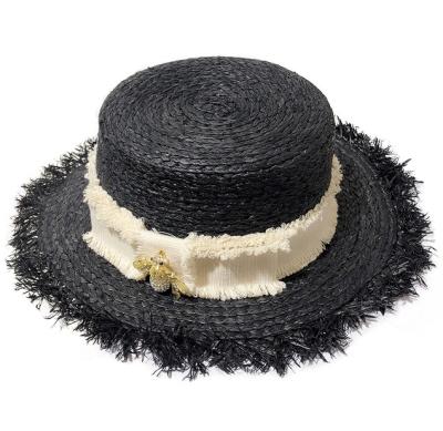 China Wholesale Picture Raffia Straw Hats In Black For Women for sale