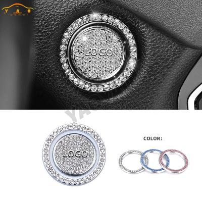 China Bling Bling Crystal 2023 accessories Bling Interior Decoration Car Engine Start Stop Button Crystal Cover Custom Car Logo for sale