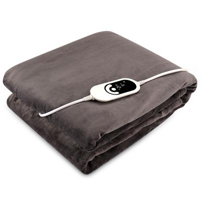 China 110v Gray Fleece Heated Throw Electric Adjustable Temperature Controlled Blanket for sale