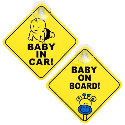 China Custom Waterproof PVC Car Window Baby On Board Sign In Magnet Sticker for sale