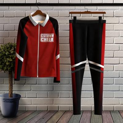 China Breathable High Quality Youth Cheerleading Tracksuits Dye Sublimation Cheer Warm Up Sets for sale