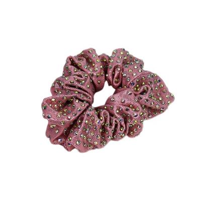 China Breathable Wholesale Hair Accessories Cheerleading Shiny Hair Bow Cheer Hair Scrunchies With AB Crystal for sale