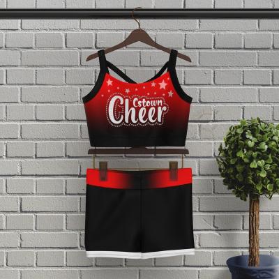 China Best Selling Breathable Quick-drying Red And Black Cheerleading Uniforms Training Wear For Cheerleaders for sale