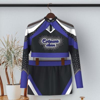 China Manufacturer New Design ab Cheerleading Costumes Long Sleeve Breathable Sexy Rhinestone Cheerleading Uniforms for sale