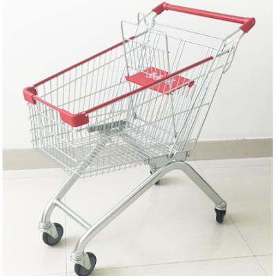 China sustainable & Rustproof European Style 60Ltr Tube Base Supermarket Shopping Trolley Trolley With Swivel Wheels for sale