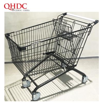 China sustainable & Factory Wholesale Grocery Trolley Antirust All Black E Coating Supermarket Shopping Carts for sale