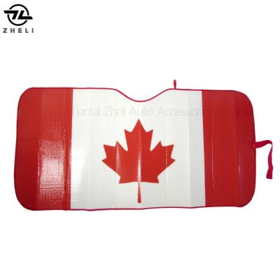 China Foldable Car Sun Shades Full Color Printing Foldable Bubble Canada Maple Leaf Front Window Car Sunshades for sale